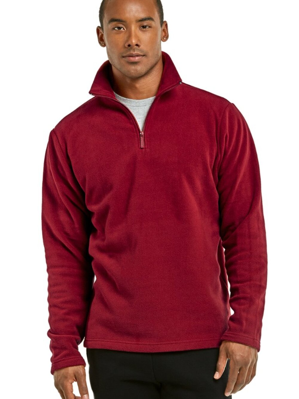 $15 SALE Men's Knocker Polar Fleece Quarter Pullover - Burgundy
